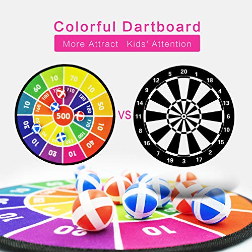 Board Games for Kids, Dart Board for Kids with 12 Sticky Balls, Darts Board Set with Hook, Safe & Classic Toy Gift for Boys Girls Ages 3-Year-Old and Up, 14 Inches