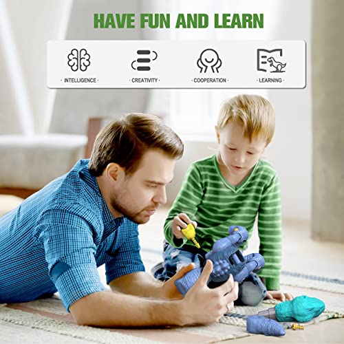 LAKOWN 2022 New Take Apart Dinosaur Toys for Kids Dinosaur Construction Building Toy Set with Electric Drill STEM Learning Toys for Boys and Girls Age 3 4 5 6 7 8 Christmas Birthday Gifts