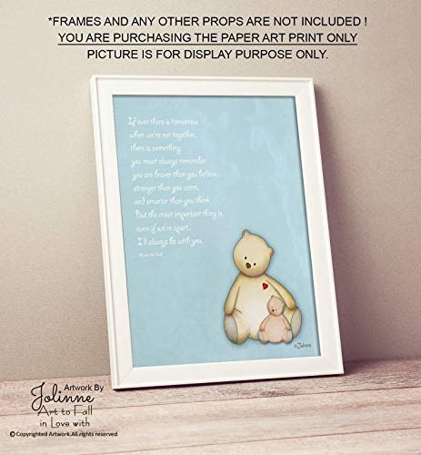 Nursery Decor Artwork Winnie the Pooh Quote Wall Decoration Girl Boy Unisex Baby Shower Gift Unframed Art Print