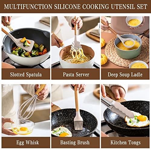 10x Silicone Cooking Utensil Set Rubber Spatula Heat Resistant Non Stick  Kitchen