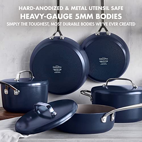 Blue Diamond Hard Anodized Ceramic Nonstick 11 Frying Pan with Lid - Blue