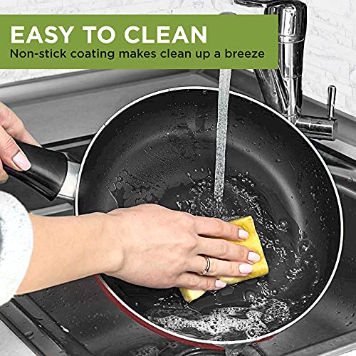 Ecolution Easy Clean Fry Pan, Non-Stick Coated Aluminum, Red, 10