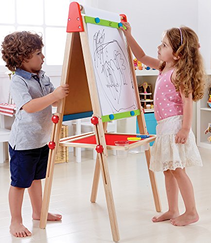 Hape All-In-One Wooden Kid's Art Easel With Paper Roll And Accessories 