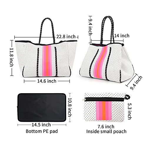 Tote bag for women,Neoprene bag,handbags for women to fit Cameras,Books,Clothing，Diaper Bag for Summer Beach Trips,Travel Pool Gym Studio Office School,Gift for Women Crafts by IBEE(White)