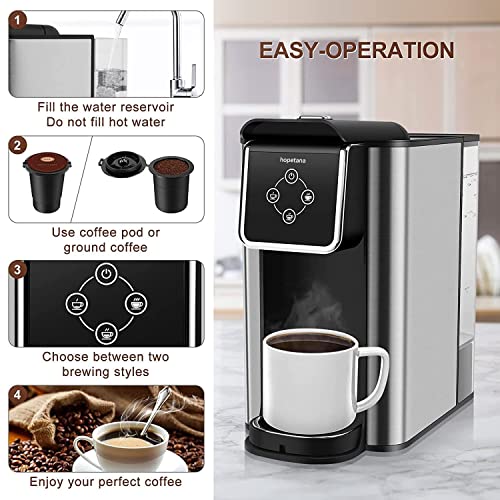 One-Touch Single Serve Coffee Maker for Capsule Pods Ground Coffee