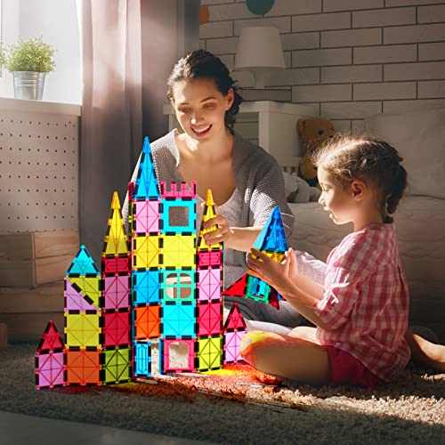 Jasonwell Magnetic Tiles Kids Magnetic Blocks Building Sets 3D Magnet Tile Building Blocks Magna Construction Educational STEM Toys Gifts for Toddlers Boys Girls 3 4 5 6 7 8 9 10 + Year Old