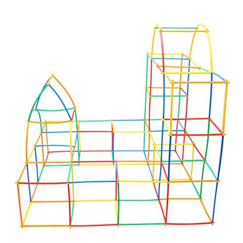 PlayBuild Straw Constructor STEM Building Toys, 800 Pcs + 16 Wheels,  Colorful Interlocking Plastic Engineering Building and Construction Set.  Fun, Educational, Safe for Kids- Develops Motor Skills - Toys 4 U