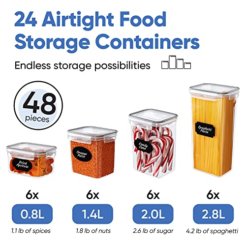 Airtight Food Storage Containers Set With Lids (24 Pack) For Kitchen And  Pantry Organization - BPAs Free Kitchen Canisters For Cereal, Rice, Flour &  Oats - With Marker, Labels & Spoons,Ideal For