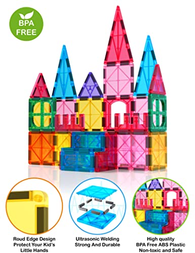  Jasonwell Magnetic Tiles Kids Magnetic Blocks Building Sets 3D  Magnet Tile Building Blocks Magna Construction Educational STEM Toys Gifts  for Toddlers Boys Girls 3 4 5 6 7 8 9 10 + Year Old : Toys & Games
