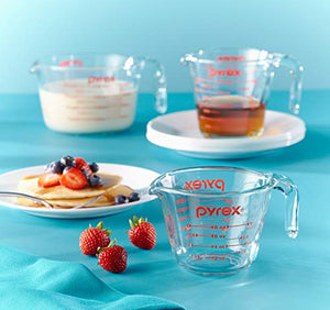 Pyrex Glass Measuring Cup Set (3-Piece, Microwave and Oven Safe),Clear -  Jolinne