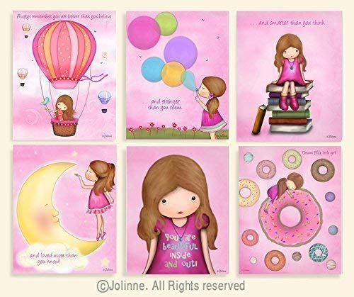 Set of 6 Posters For Girls Room Nursery Wall Art Decoration With Quote -  Jolinne