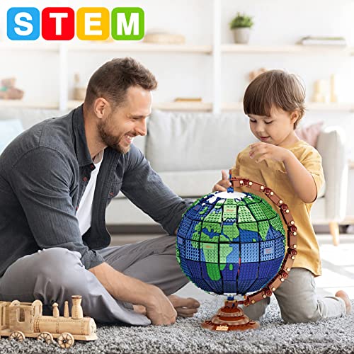 SATHIBI Globe Building Set Model for Adults,Build Home Decor Spinning Earth Travel World Globe Gifts for People,New 2022(2,494 Pieces)