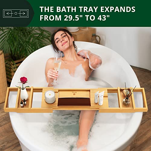 Mornenjoy Bath Tray for Tub,Bathtub Caddy Tray, Expandable Bath
