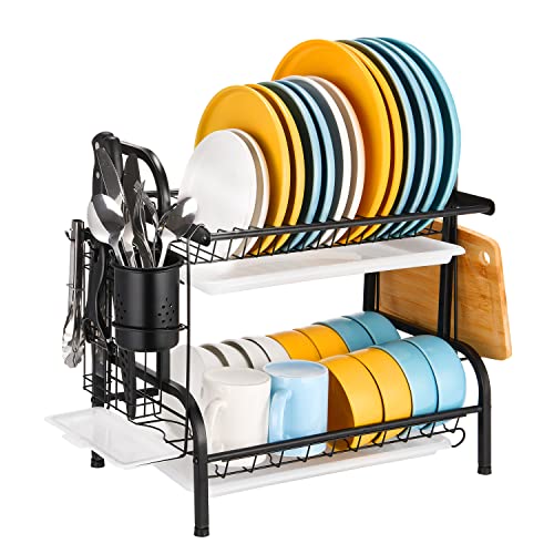 Dish Drying Rack With Drainboard Set, 2-tier Rust-resistant Large