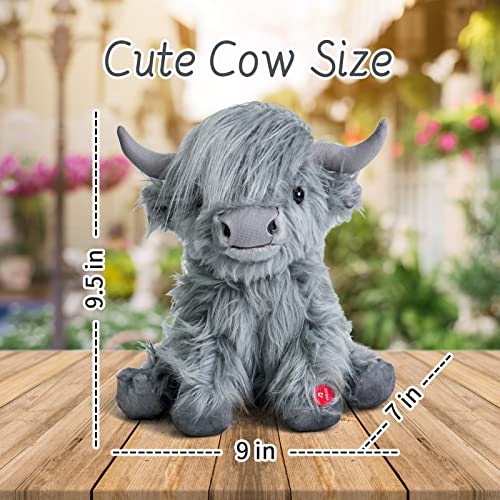 Highland Cow With Mooing Sound, Realistic Soft Cuddly Farm Toy