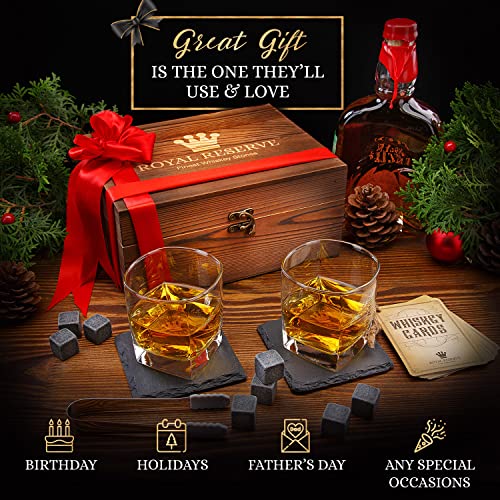 Whiskey Stones Gift Set, Birthday Gifts for Men Dad, Anniversary Gift for  Him Husband Boyfriend Grandpa Brother, Unique Bourbon Scotch Whiskey Glass