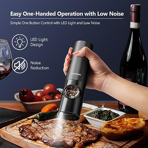 Upgraded Electric Salt and Pepper Grinder Set, Fast Chargeable Automatic  Salt Pepper Grinder Mill Shaker Refillable With Light, Mill Tray,  Adjustable