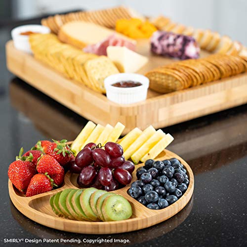 Easoger Charcuterie Boards, Large Bamboo Cheese Board,  Appetizer & Cheese Platter with 2 Drawers, Serving Knife, 2 Ceramic Bowl -  Unique Thanksgiving Gift, Housewarming Gift, Wedding Gift, Bridal Gift:  Cheese Servers