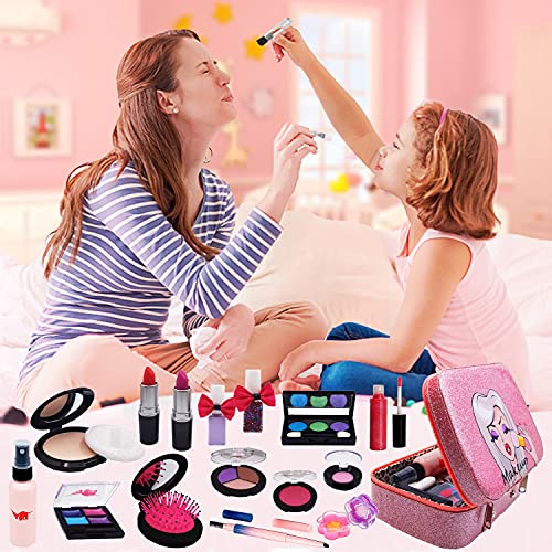 Washable Kids Makeup Girl Toys - Non Toxic Real Kids Makeup Kit for Girls Nature Make Up Set for Child Toddler Children Princess Christmas Birthday Gifts Present for 4 5 6 7 8 9 10 Year Old Girls Gift