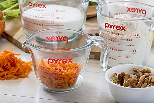 Pyrex Glass Measuring Cup Set (3-Piece, Microwave and Oven Safe),Clear -  Jolinne