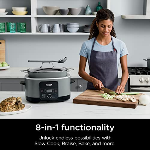  Ninja MC1001 Foodi PossibleCooker PRO 8.5 Quart Multi-Cooker,  with 8-in-1 Slow Cooker, Dutch Oven, Steamer, Glass Lid Integrated Spoon,  Nonstick, Oven Safe Pot to 500°F, Sea Salt Gray: Home & Kitchen