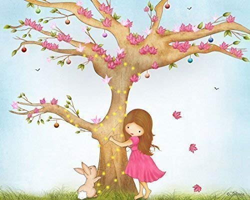 Girls Wall Art Canvas Picture Children's Room Decor Print Toddler Nursery Artwork Custom Hair and Skin Color Ready to hang as is