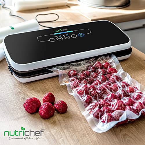 NutriChef Automatic Vacuum Air Sealing System Preservation with Starter Kit  Compact Design, Lab Tested, Dry & Moist Food Modes with Led Indicator