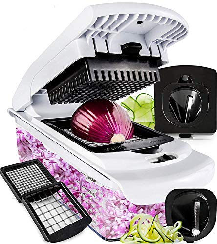Fullstar Compact Vegetable Chopper - Food Slicer, Stainless Steel,  White/Black