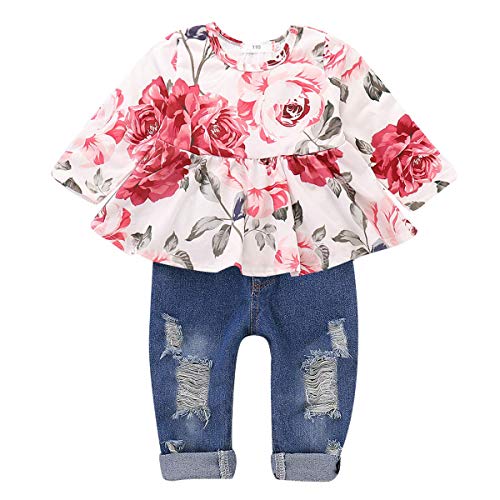 Floral Print Pink Pant Set For Girls Shirt And Pants Outfit For