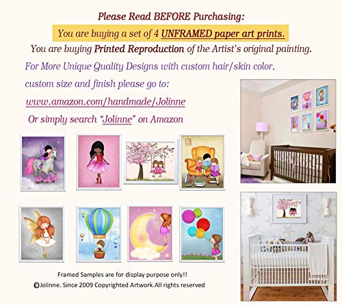 Wall Art for Girls Room Kids Bedroom Decor Nursery Posters Cherry Blossom Tree Ballerina Artwork 8x10 Set of 4 Unframed Prints