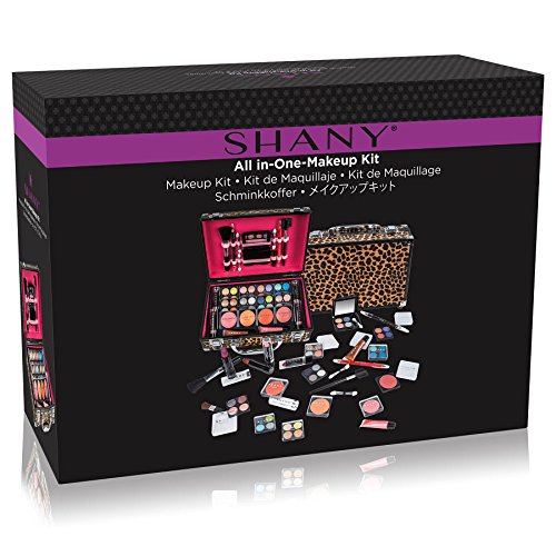 SHANY Carry All Makeup Train Case with Pro Makeup and Reusable Aluminum Case - Leopard