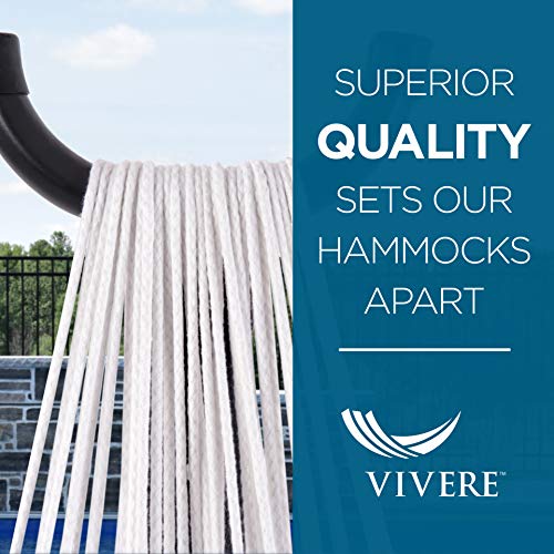 Vivere C9POLY-13 Double Polyester Hammock with Space Saving Steel Stand, Aqua (450 lb Capacity - Premium Carry Bag Included)