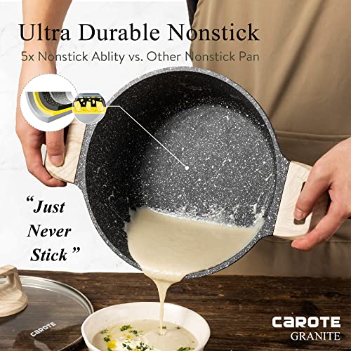 Carote Non Stick Dutch Oven with lid Nonstick Stock Pot Soup Pot Granite  Cook