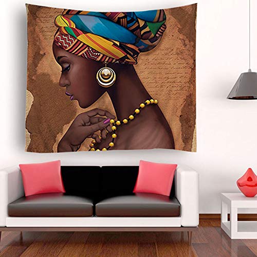 SARA NELL Tapestry Art Girls Traditional African Women Black Tapestries Wall Art Hippie Bedroom Living Room Dorm Wall Hanging Throw Tablecloth Bedspread(50"¡Á60
