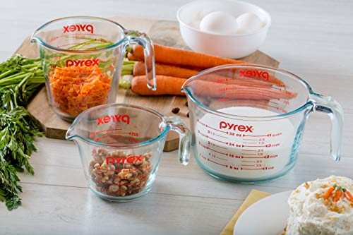 Pyrex Glass Measuring Cup Set (3-Piece, Microwave and Oven Safe),Clear -  Jolinne