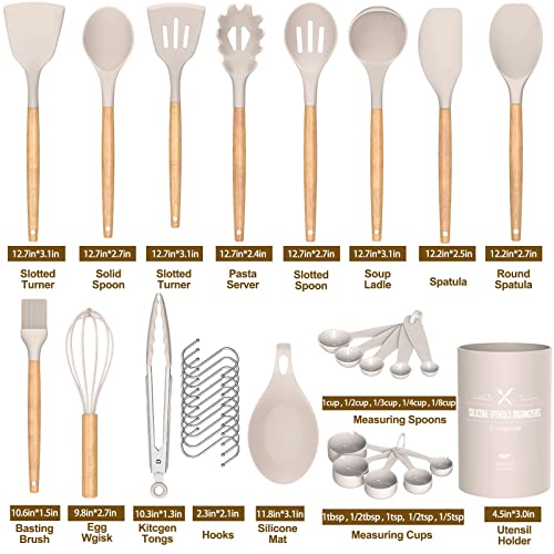 Cooking Utensils with Nonstick Silicone & Stainless Steel-Serving Spatula,  Spoon, Tongs, Whisk, Strainer, Ladle, Pasta Server