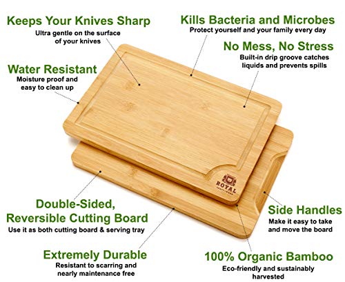 EXTRA LARGE Organic Bamboo Cutting Board with Juice Groove - Kitchen Chopping  Board for Meat (Butcher Block) Cheese and Vegetables (18 x 12) 