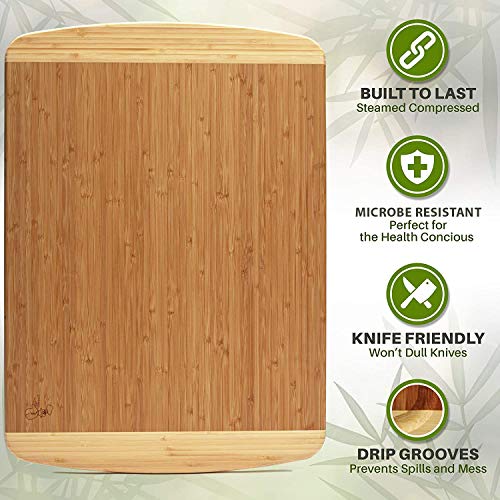 GREENER CHEF Extra Large Bamboo Cutting Board - Lifetime