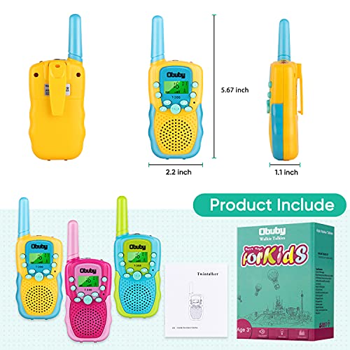 Obuby Toys for 3-12 Year Old Boys Walkie Talkies for Kids 22 Channels 2 Way Radio Gifts Toys with Backlit LCD Flashlight 3 KMs Range Gift Toys for Age 3 up Boy and Girls to Outside , Hiking, Camping