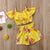 Toddler Kids Baby Girl Floral Halter Ruffled Outfits Clothes Tops+Shorts 2PCS Set (2-3 Years, Yellow)