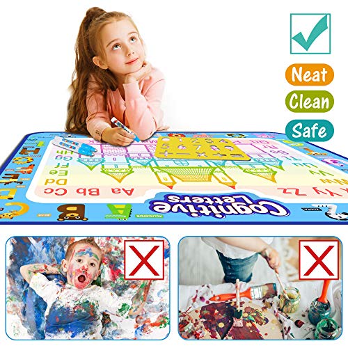 Jasonwell Aqua Magic Doodle Mat 40 x 32 Inches Extra Large Water Drawing Doodling Mat Coloring Mat Educational Toys Gifts for Kids Toddlers Boys Girls