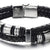 COOLSTEELANDBEYOND Mens Black Braided Leather Bracelet Double-Row Bangle Wristband with Stainless Steel Ornament