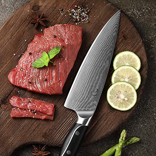 18 Pieces Damascus Kitchen Knife Set, 8 Piece Steak Knives, Non-slip A -  Jolinne