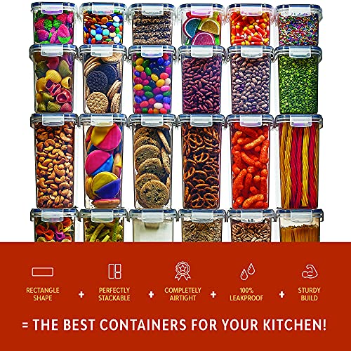  Airtight Food Storage Container Set - 24 Piece, Kitchen &  Pantry Organization, BPA-Free, Plastic Canisters with Durable Lids Ideal  for Cereal, Flour & Sugar - Labels, Marker & Spoon Set 