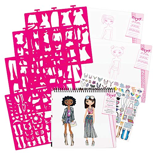 Fashion Angels Fashion Design Sketch Kit - Compact Portfolio Sketchbook for  Girls, Fashion Coloring Book for Kids Ages 6+ and Up, Comes with Stencils