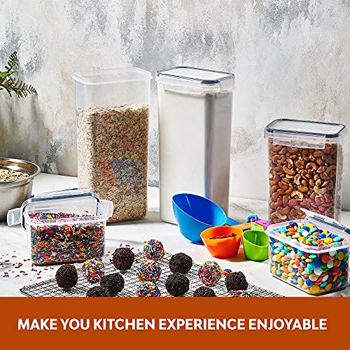 Food Storage Container Plastic Kitchen and Pantry Organization Canister  with Lids for Cereal, Dry Food, Flour and Sugar 