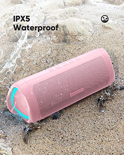 Bluetooth Speaker, IPX5 Waterproof Speaker with HD Sound, Up to 24H Playtime, TWS Pairing, BT5.3, Portable Wireless Speakers for Home/Party/Outdoor/Beach, Electronic Gadgets, Birthday Gift (Pink)