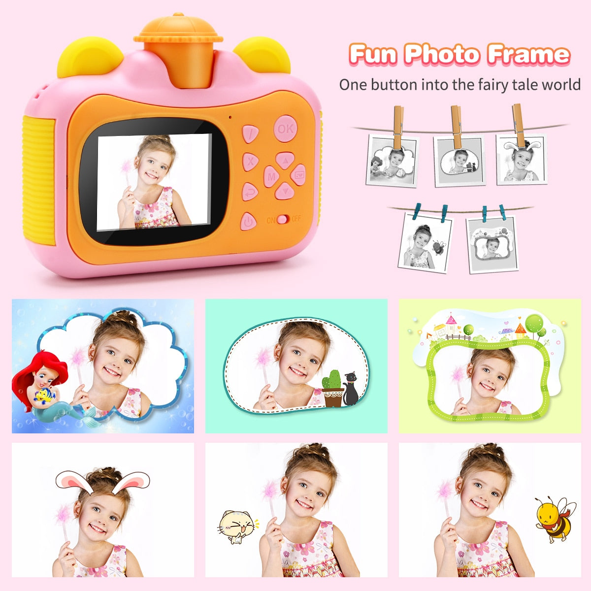 Instant Print Digital Camera for Kids, Rotatable Lens 1080P HD ,Children Camera with Thermal Photo Paper 32GB TF Card
